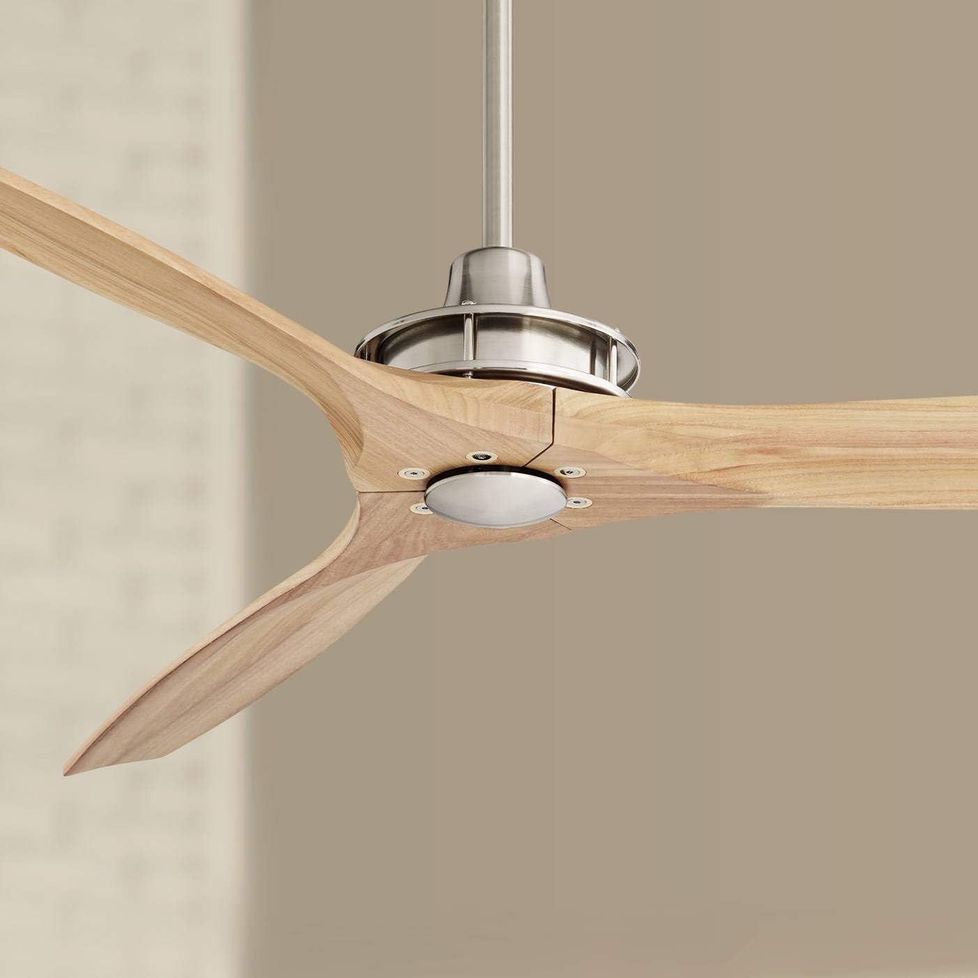 Casa Vieja 52" Windspun Modern 3 Blade Indoor Ceiling Fan with Remote Control Brushed Nickel Natural Carved Solid Wood for Living Kitchen House Bedroom Family Dining Home Office Kids Room