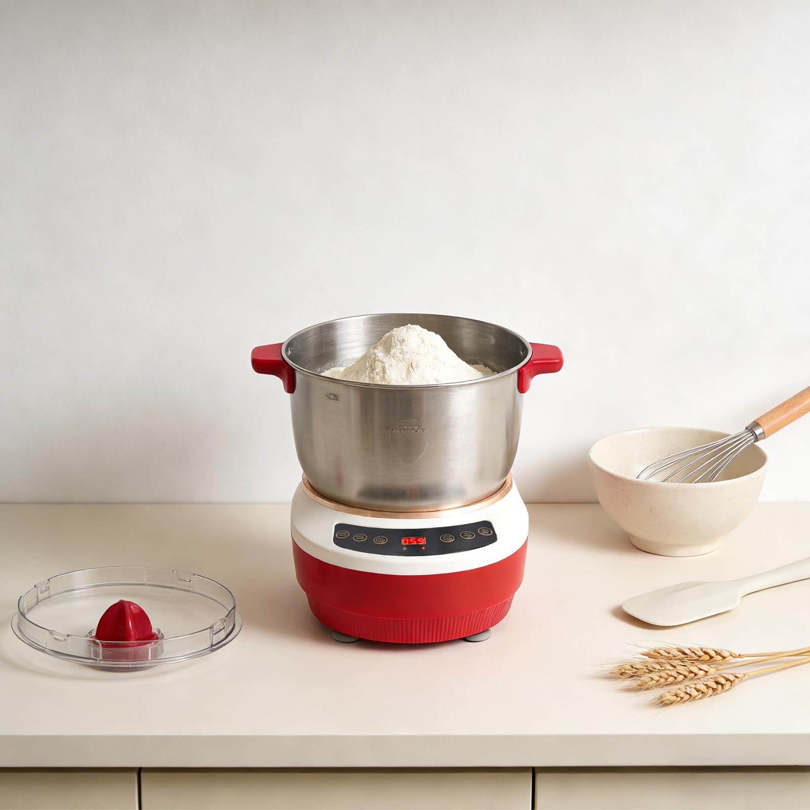 Teigknetmaschine 7L Edelstahl für Brot Nudeln, Küchen-Teigmixer | 304 Edelstahl, 250W Motor für gleichmäßiges Kneten, Sichtdeckel ermöglicht einfache Prozesskontrolle