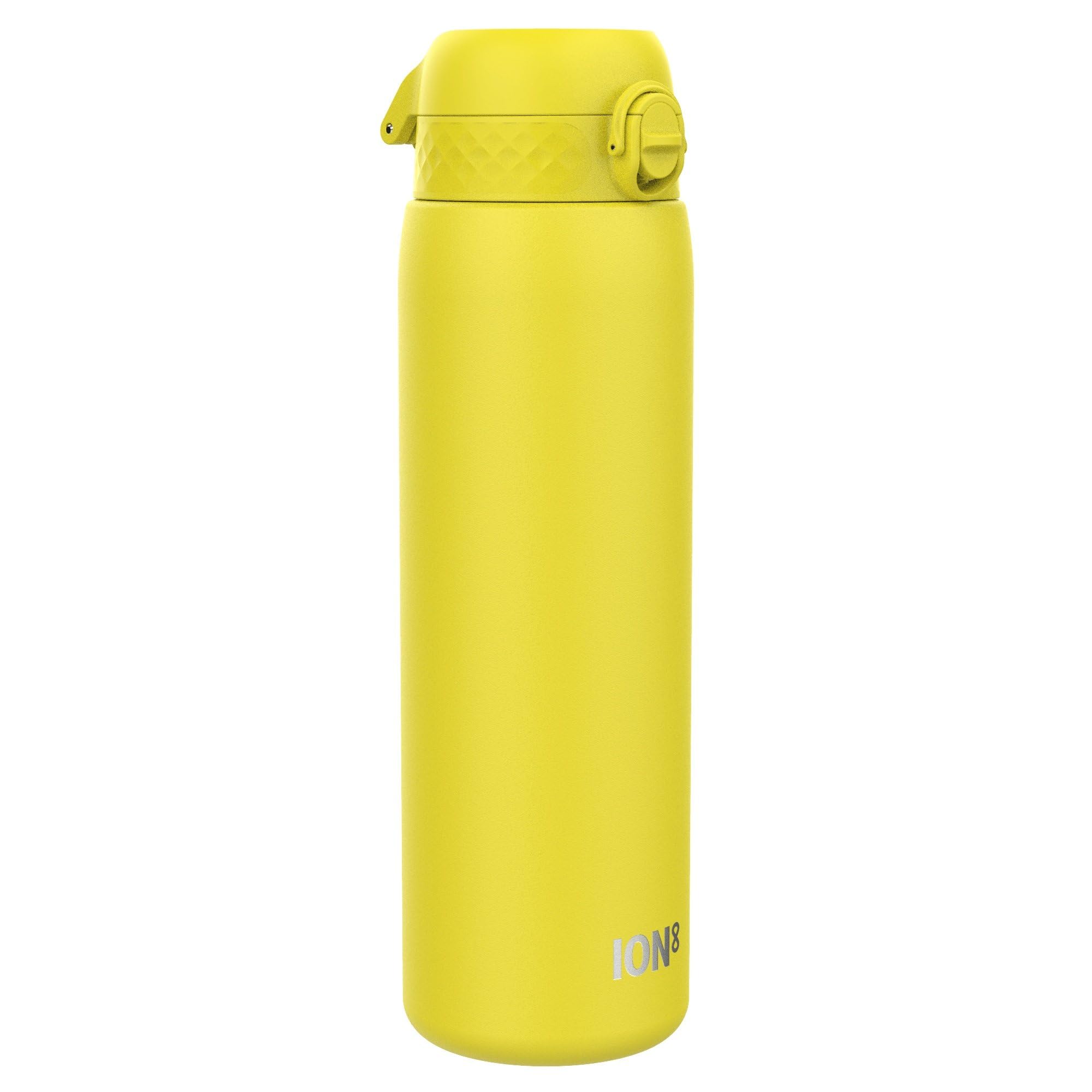 ION8 Lightweight 1.2 Litre Steel Water Bottle, Non-Insulated, Leak Proof, Easy to Open, Secure Lock, Dishwasher Safe, Flip Cover, Carry Handle, Ideal for Travel & Active Lifestyles, Yellow