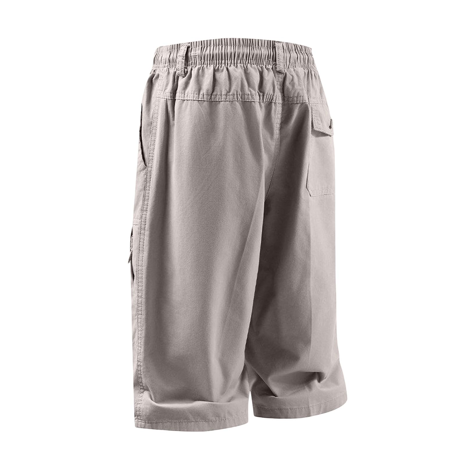 Pantaloncini sportivi da uomo, elasticizzati, taglie grandi, cachi, 3XL