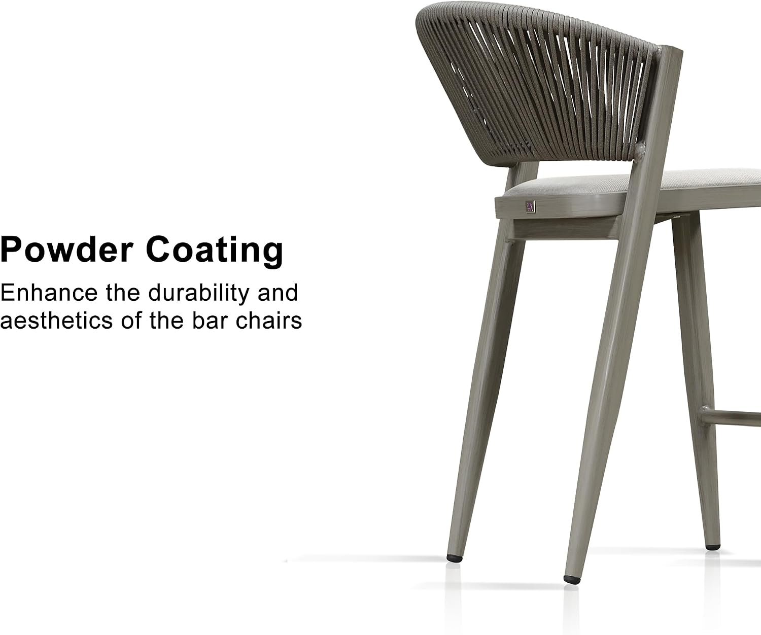 PURPLE LEAF Counter Height Bar Stool Set of 2 Outdoor Stool Chair with Backrest and Cushion Patio Bar Height Stools Wicker Barstools for Kitchen Stone Gray