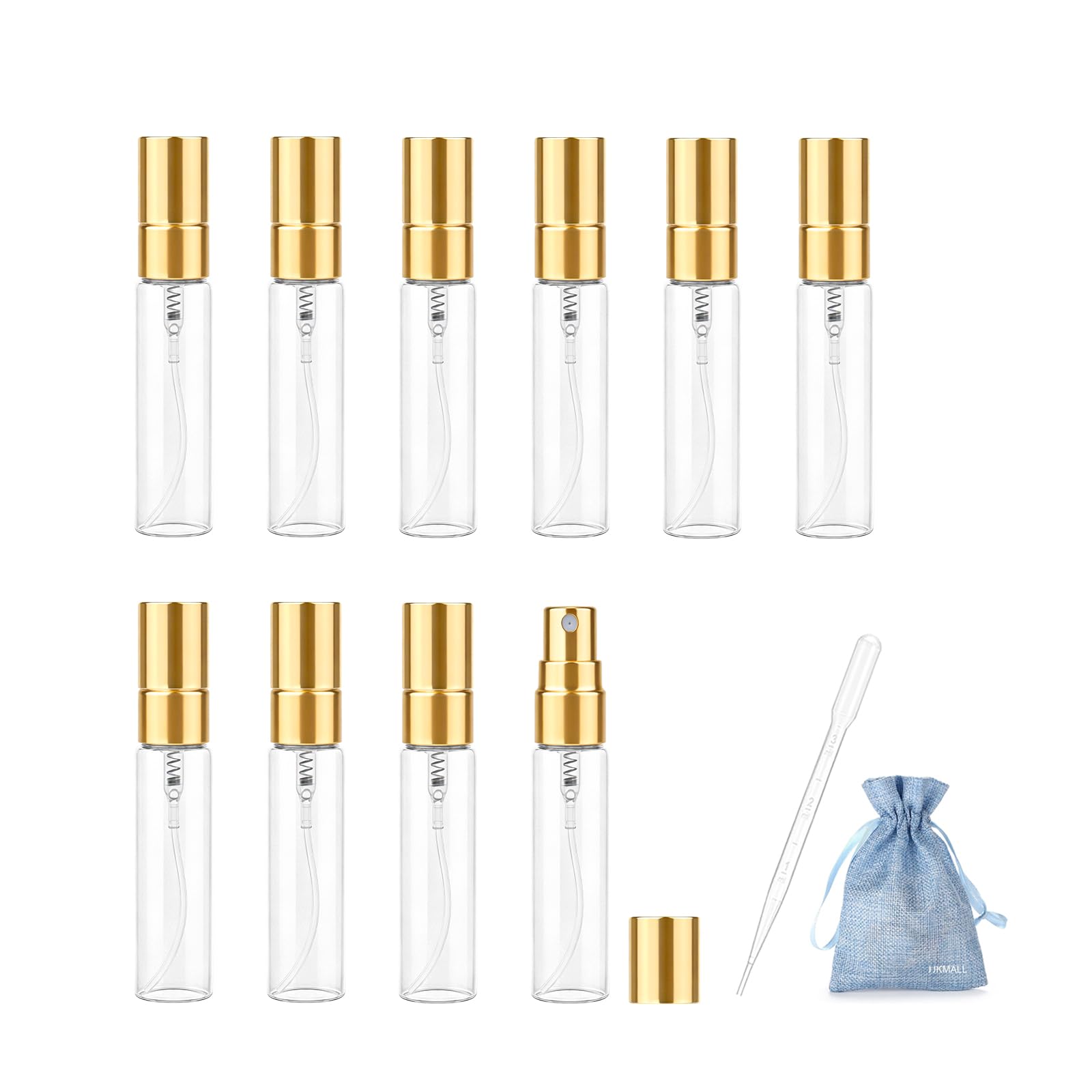 10pcs Mini Fine Mist Clear 5ml 1/6OZ Atomizer Glass bottle Spray Refillable Fragrance Perfume Empty Scent Bottle for Travel Party Portable Makeup Tool free 3ML Pipette ï¼ˆGold Capï¼‰-image-6
