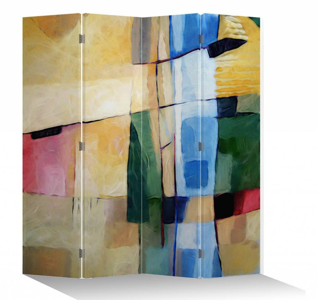 Biombo Separador De Ambientes 160x180 Cm - 4 Paneles - Tela Impresa Doble Cara