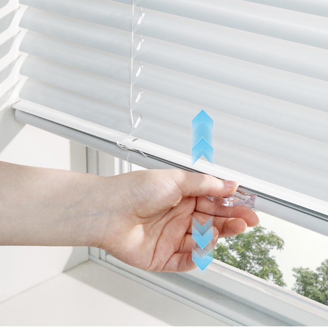 Mini Blinds for Indoor Windows, Waterproof 1 Inch Mini Blinds Cordless Venetian Blinds Blackout Aluminum Blind Window Blind for Home, Office, RV. White, 91" W x 52" H