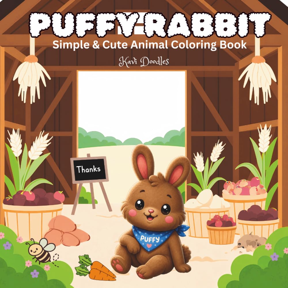 PUFFY RABBIT: Simple & Cute Animal Coloring Book