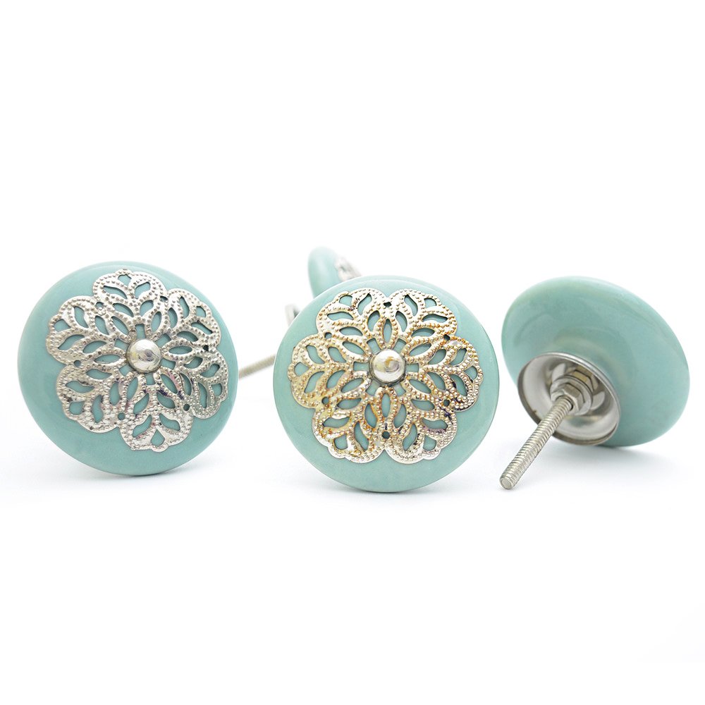 Buy Pack of 6 Sky Floral Ornate Filigree Drawer Knobs Cupboard Handles