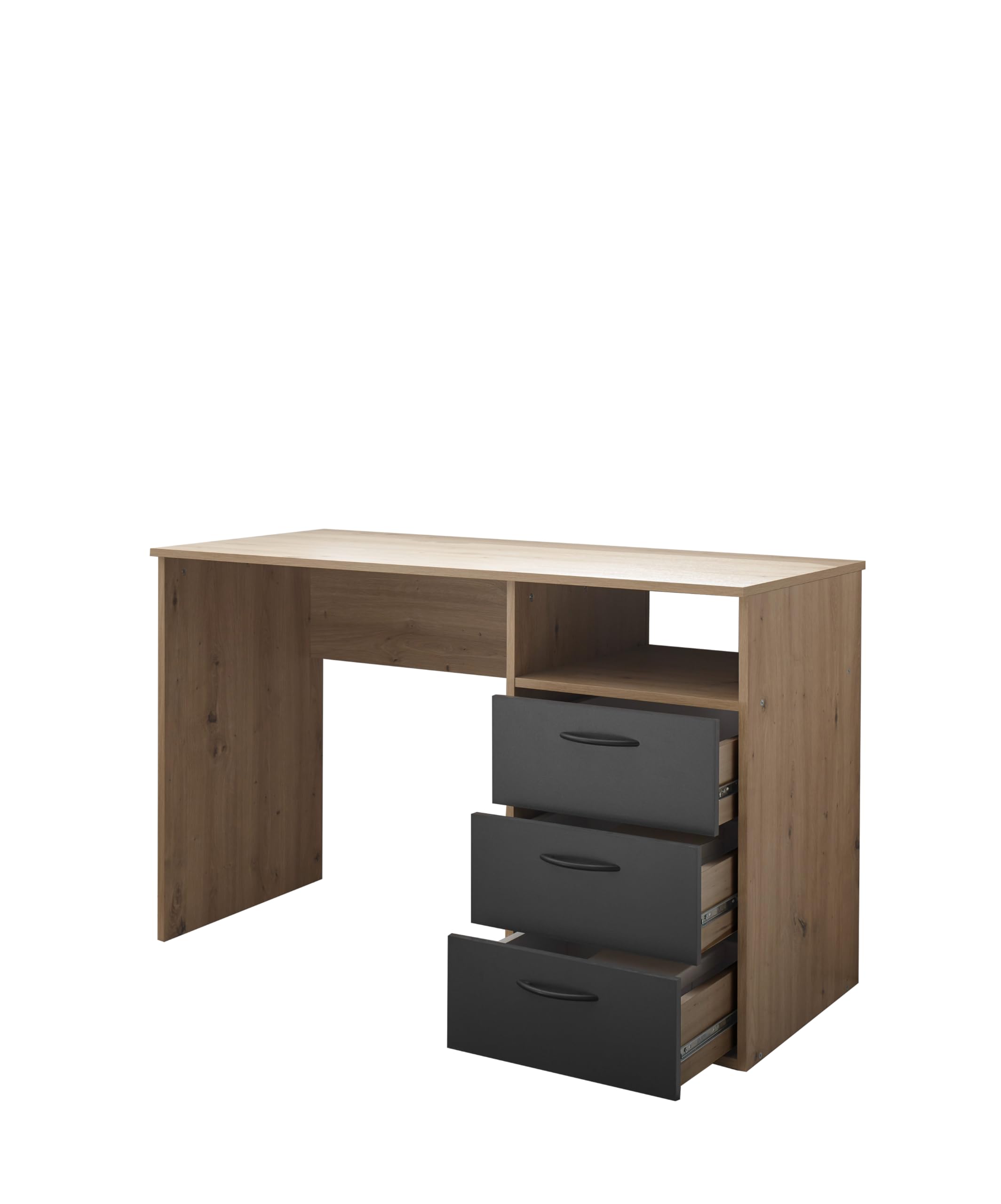 Jugendzimmer Liam in Artisan Eiche und Graphit 4 teiliges Kinderzimmer Komplett Set mit Schwebetürenschrank, inklusive Türdämpfung, Jugendbett, Schreibtisch und Standregal