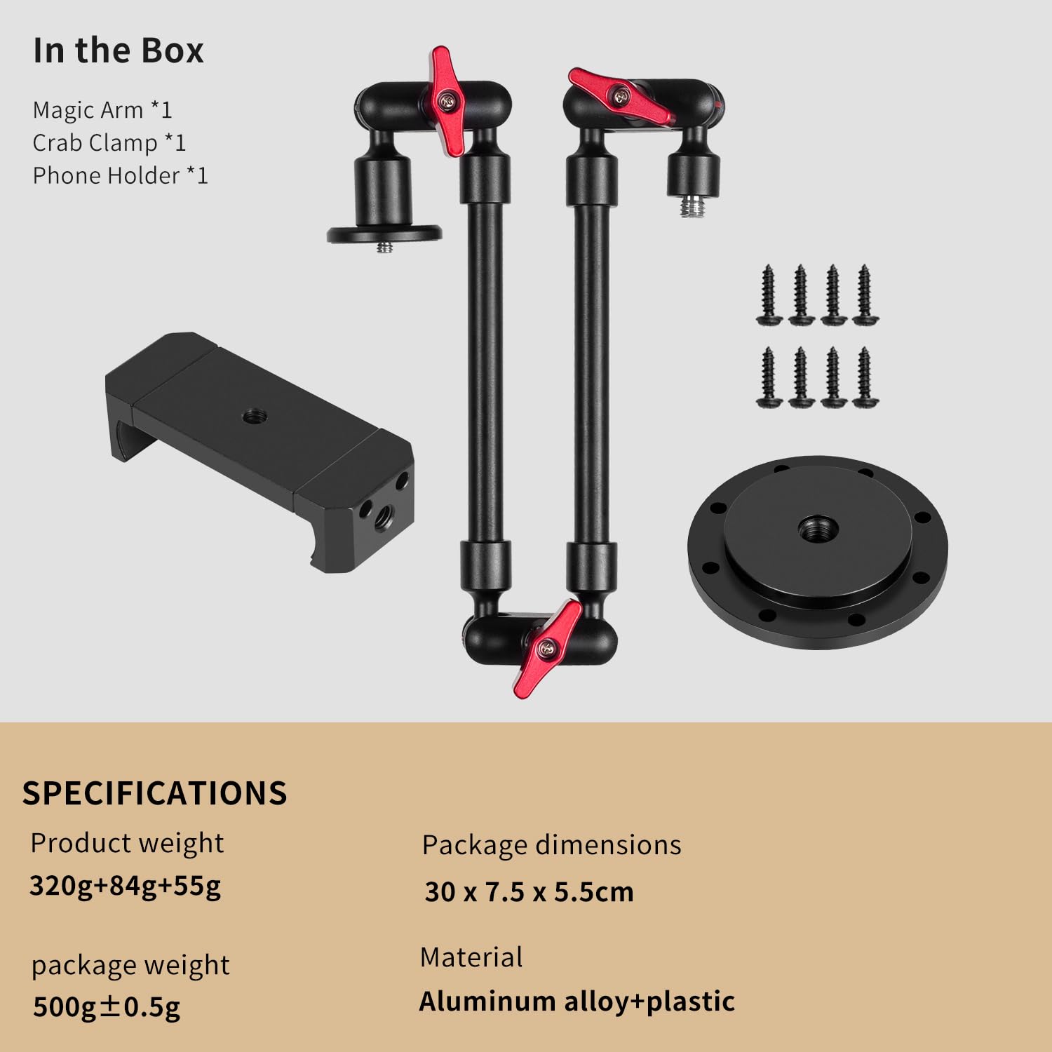 Soporte de teléfono móvil ajustable para escritorio, montaje en pared y soporte de techo para teléfono y otros smartphones (base de metal + 2 brazos mágicos + clip de metal)