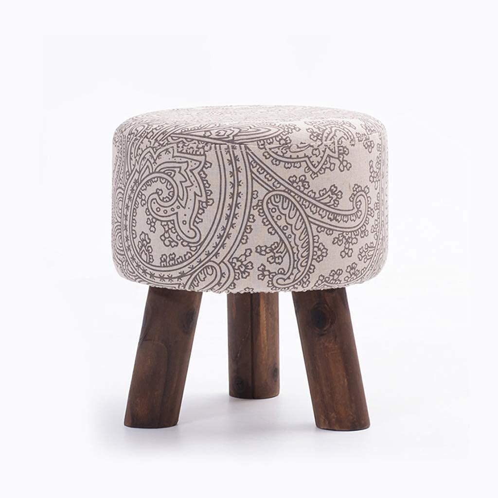 Repose-pieds banc en bois moderne avec assise lin amovible couleur C