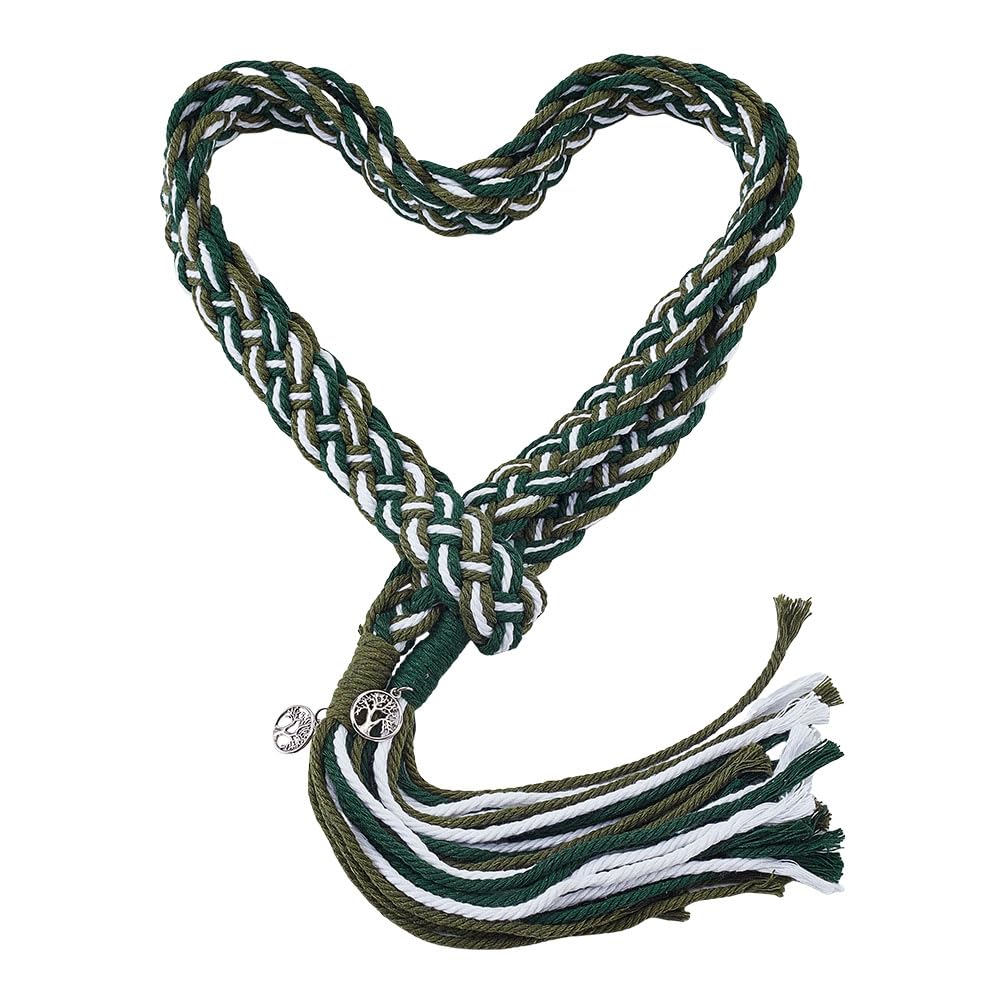 AHANDMAKER Handfasting Cord, Wedding Lasso Rope with Tree of Life Pendants Lazos para Boda Wedding Cord in Natural Cotton Traditional Rustic Wedding Lasso for Ceremony Bridal Gift, Green