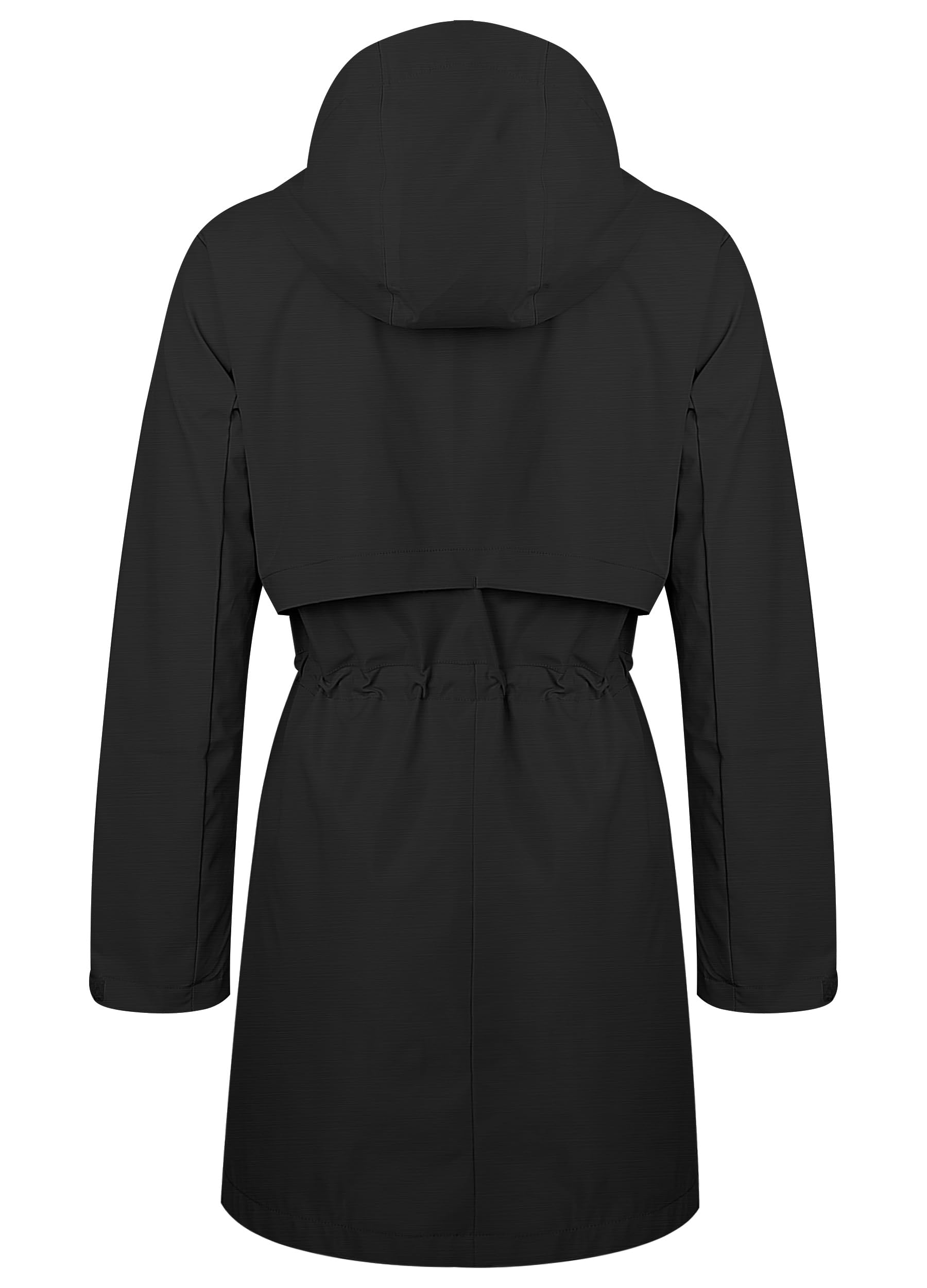 ATLASLAVA Regenmantel Damen Regenjacke wasserdicht Lang mit Kapuze Gefütterte Mantel Windbreaker Leicht Outdoor Jacke S-3XL
