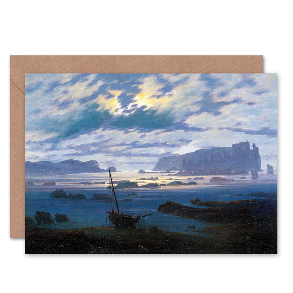 Wee Blue Coo Blue Wee Coo Card Greeting Painting Seascape Friedrich Northern Sea Moonlight Gift