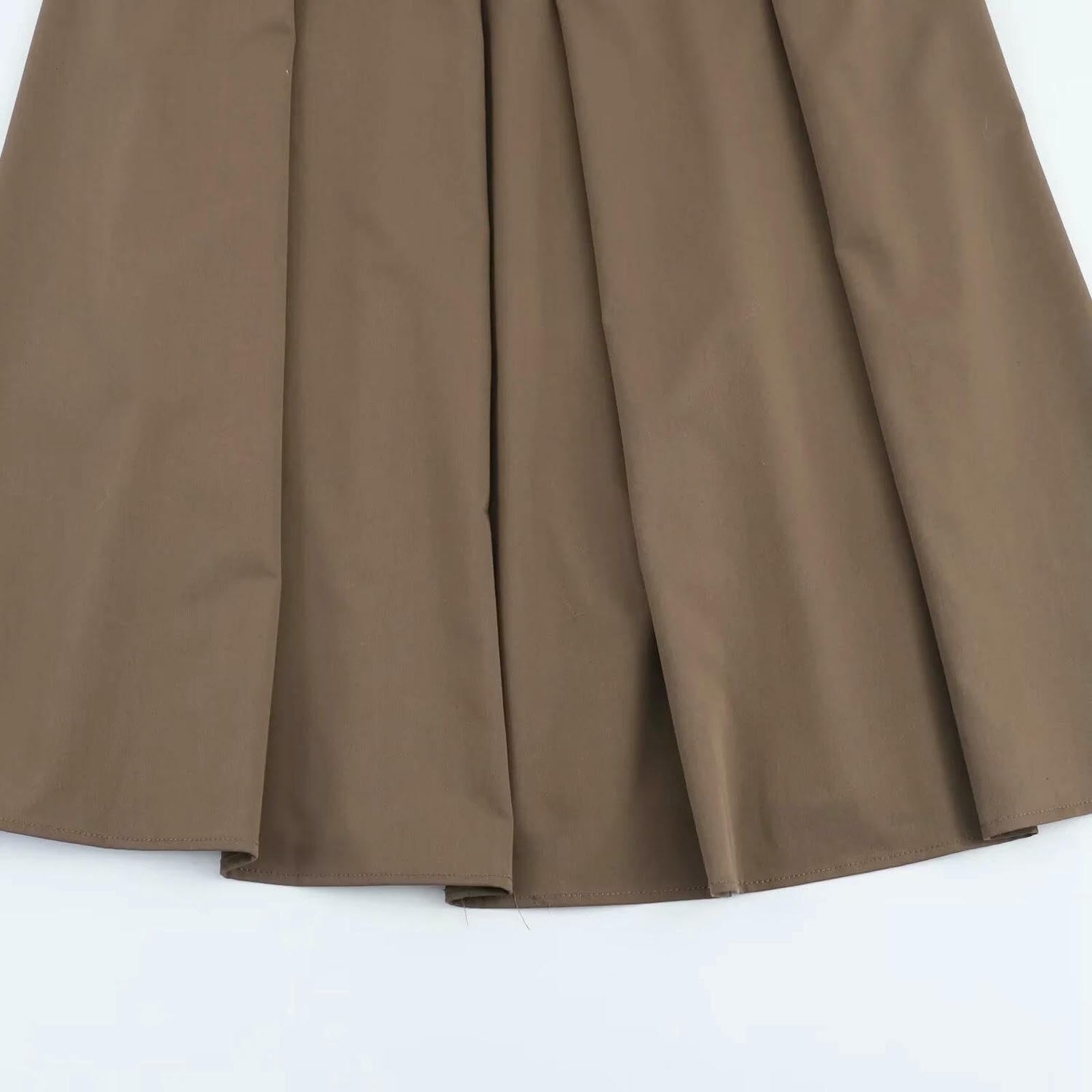 Gonna Lunga Prodotto Autunnale Mezza Midi con Cintura A Trapezio Vita Alta Semplice E Ampia alla Moda Casual da Donna-Marrone-l