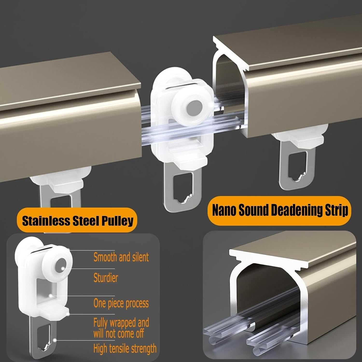 Piste de rideau de plafond robuste, piste de plafond en aluminium, plafond ou support mural pour les fenêtres et les rideaux de diviseur de pièce, le système de rail de rideau