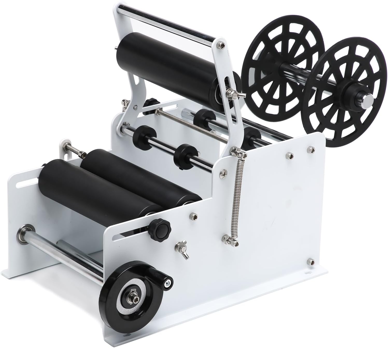Manual Bottle Labeling Machine, Bottle Label Applicator for Round Bottles (White)