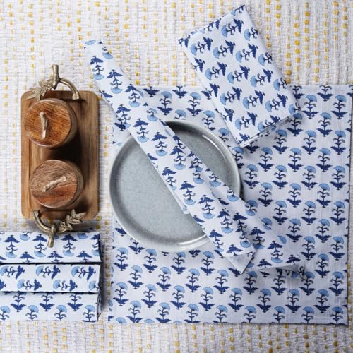 Servilletas de tela cuadradas azules, pack de 4 miniatura 6
