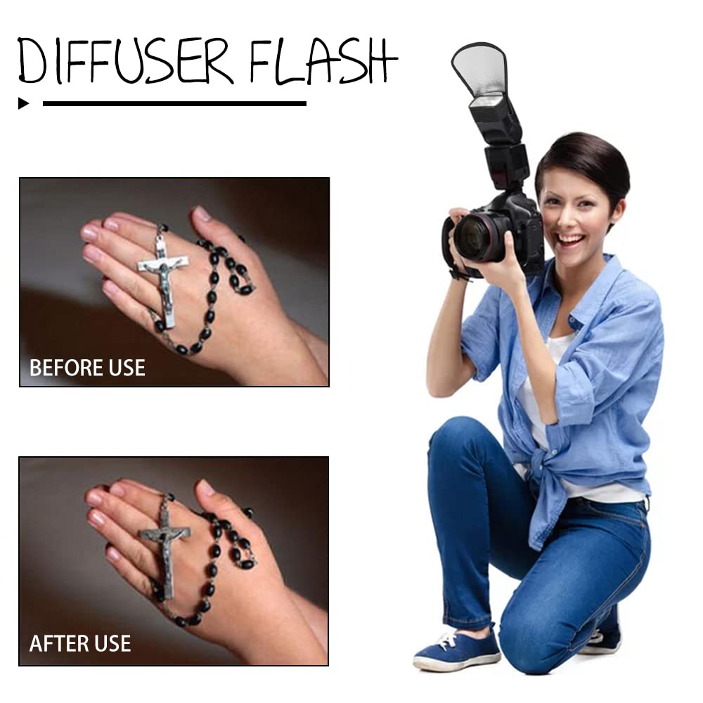 Diffusore Flash Universale Pieghevole - 3 Pezzi Argento/Bianco Per Nikon, Canon, Yongnuo - Foto 4