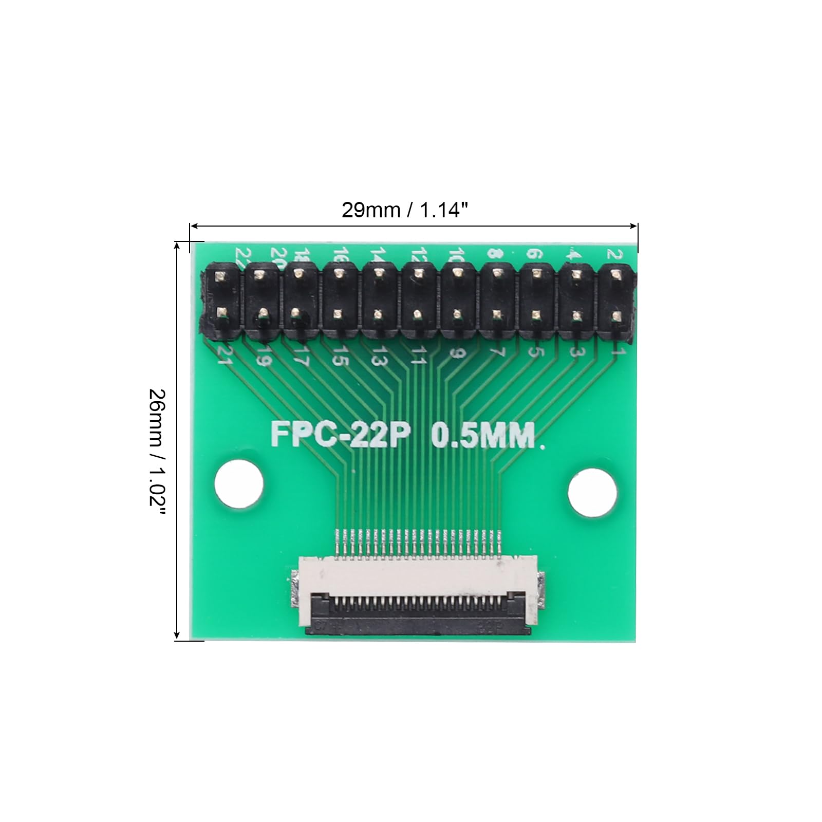 QUARKZMAN Connettore Scheda FFC FPC 22 Pin 0,5mm Presa a 2,54mm Doppia File Maschio Pin Striscia Intestazione Adattatore, Scheda Convertitore PCB per Tv Lcd/Fotocamere Digitali/Computer