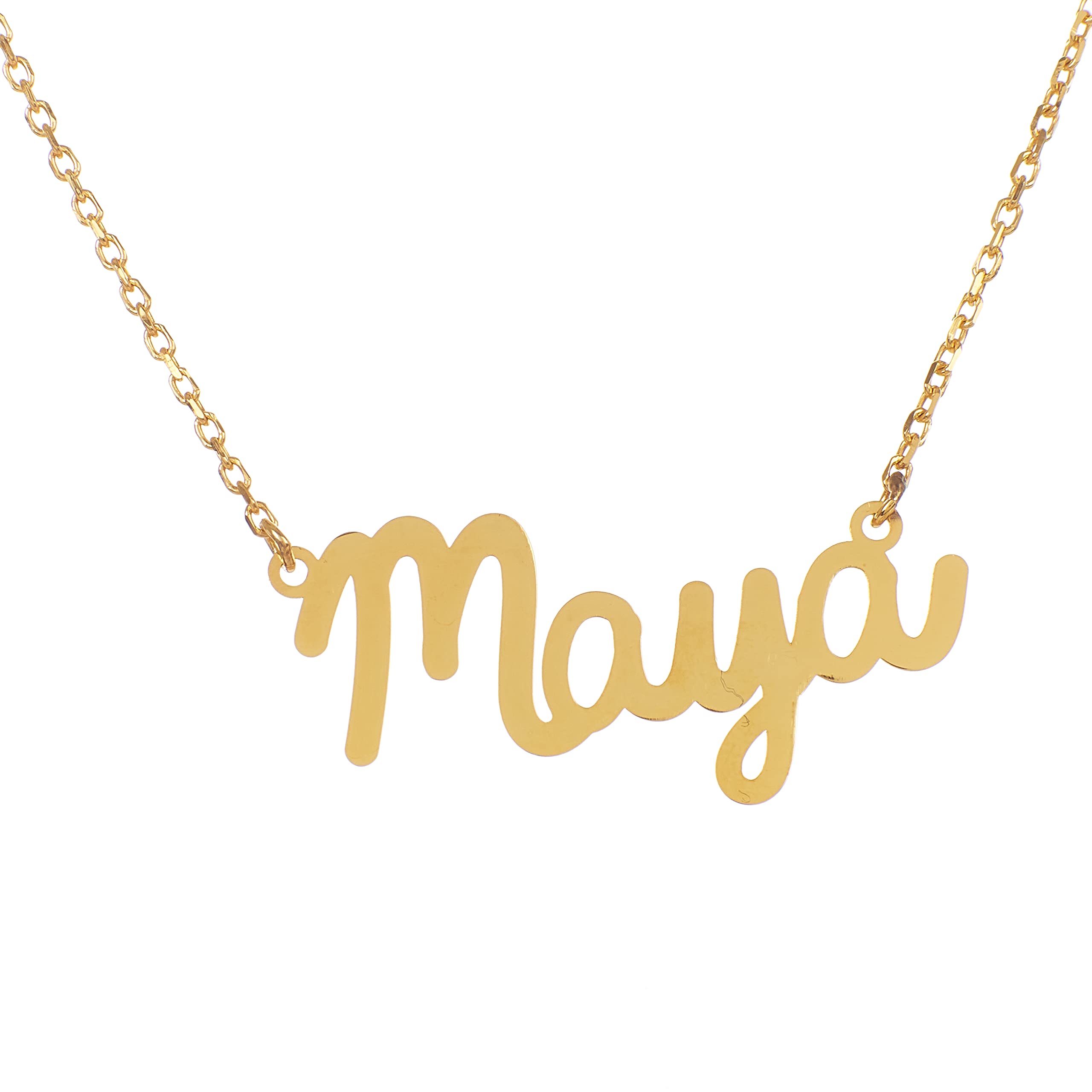 HandmadeMaya name necklace, Sterling silver Always in My Heart font Pendant Jewelry Personalized Gift for Women Girl, Maya script font name necklace, sterling silver with 18k gold plated