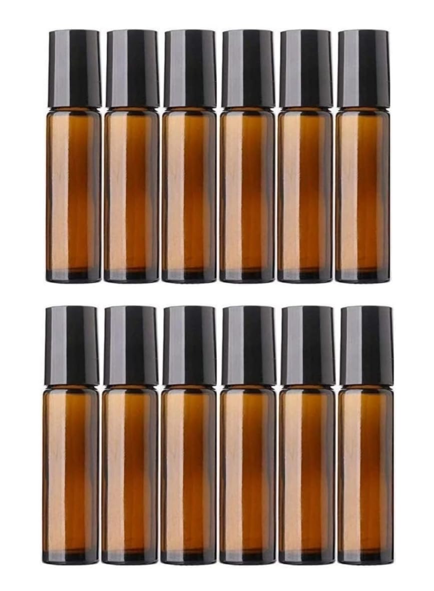 Classic Amber Glass Roll on Bottles with Stainless Steel ball for Essential Oils, Perfumes, Lip Balms, Aromatherapy | Refillable, Reusable & Travel Freindly Leakproof Bottle,10 ML (Pack of 12)-image-49