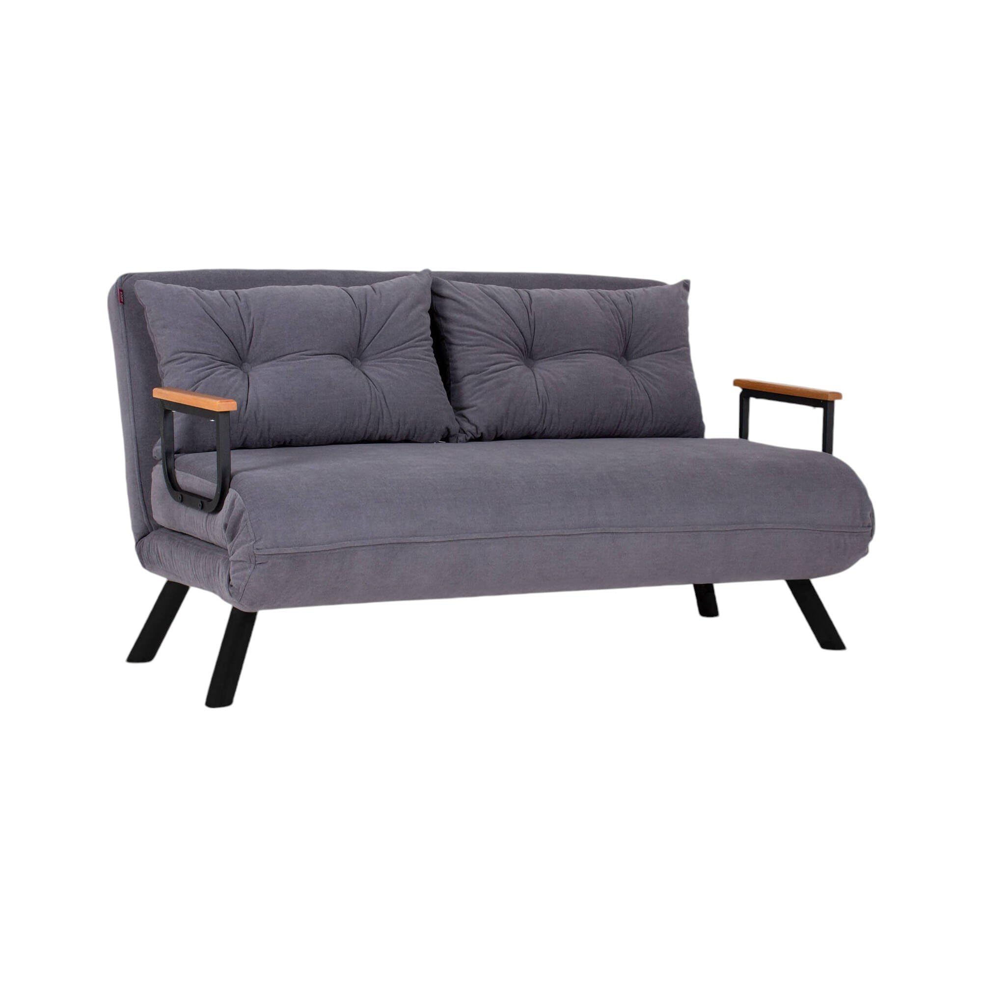 Dmora - Divano Letto 2 posti Merak, Sofà trasformabile, Divanetto per Ospiti, Poltrona Letto, 133x78 h78 cm, Grigio Scuro