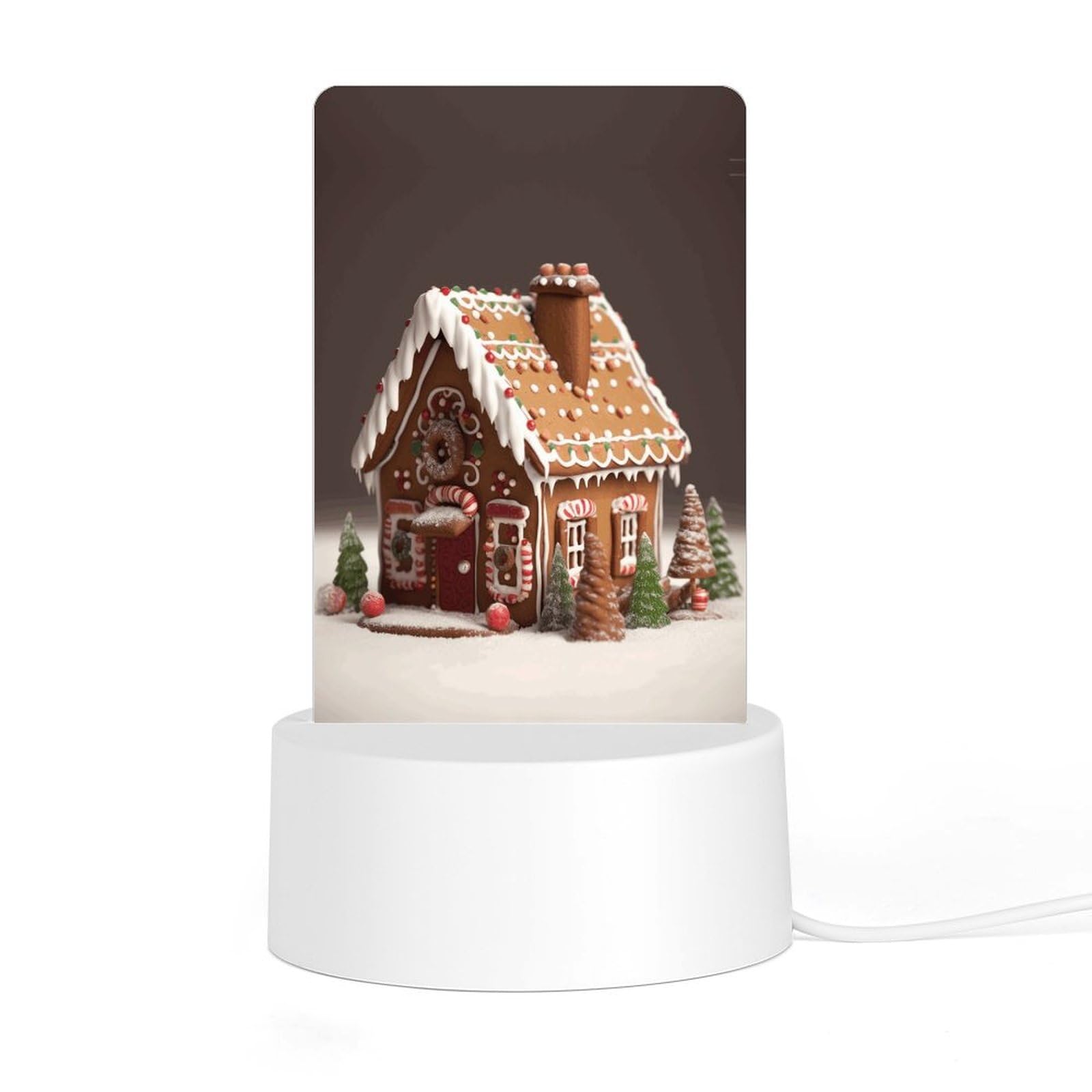 JTREHY - Acrylic Night Light with Base, Gingerbread House Design, LED Night Light for Bedroom Bathroom Hallway Holiday Gift