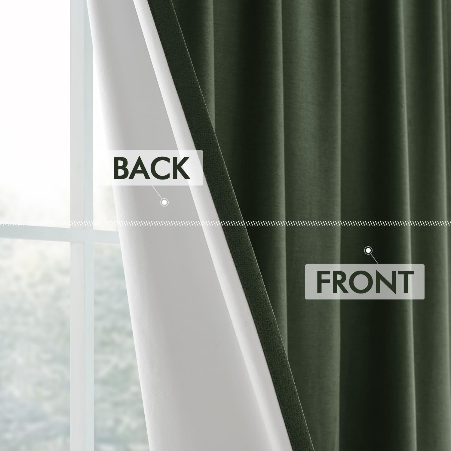 MIULEE Pinch Pleated Curtains Blackout 84 Inch Long, Linen Pinch Pleat Curtains with Hooks for Bedroom, Thermal Insulated Noise Reducing Window Drapes for Living Room Track, 2 Panels, Olive Green