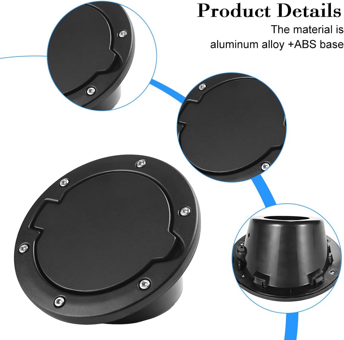 Car Fuel Filler Door Gas Tank Cap, Heavy Duty Vehicle Fuel Filler Tank Door Cover, Automotive Exterior Protection Accessories, Compatible with Wrangler JK 2/4 Door