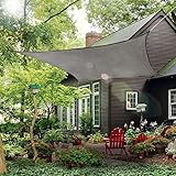 COCONUT Rectangle Sun Shade Sail Canopy, 12' x 16' Patio Shade Cloth Outdoor Cover - Sunshade Fabric Awning Shelter for Pergola Backyard Garden Carport (Grey)