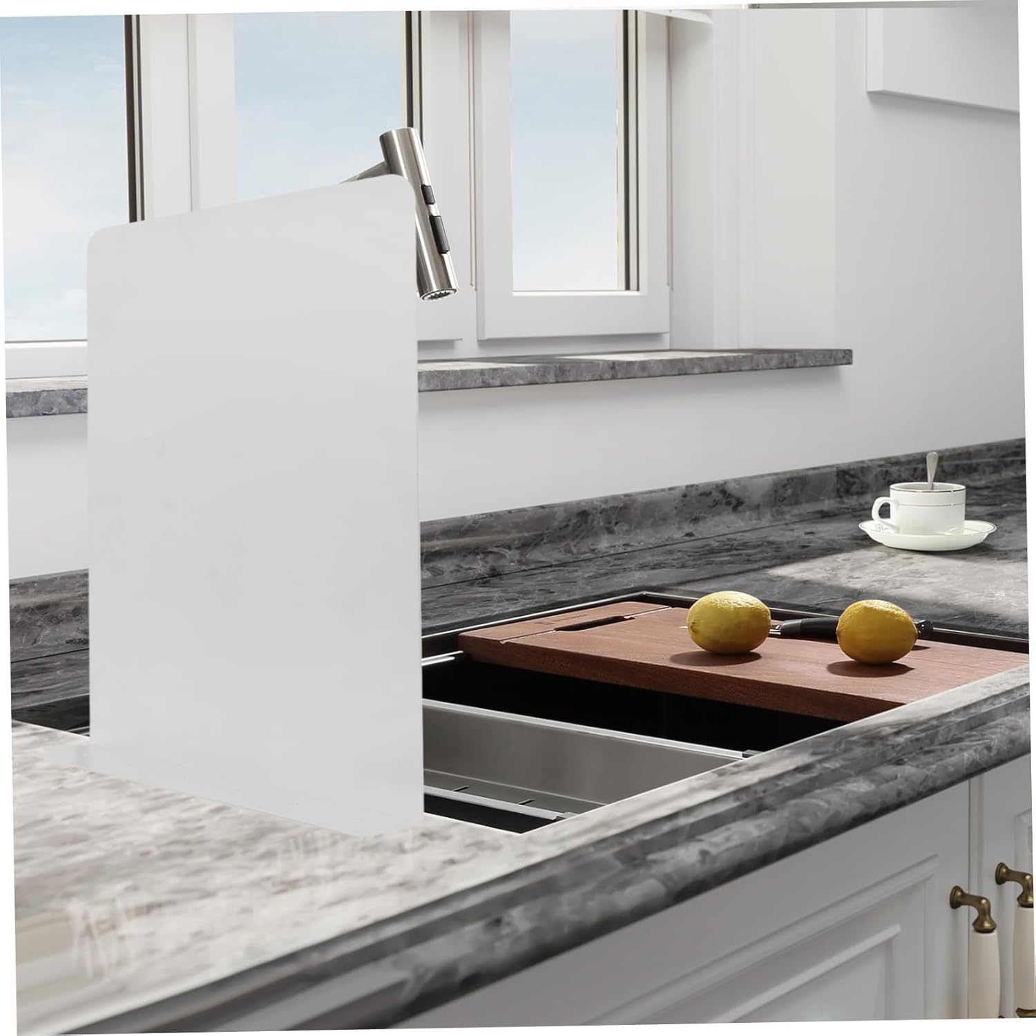 2pcs Wall-mounted Sink Splash Guard Kitchen Sink Splatter Guard Stainless Steel Easy to Install Clean