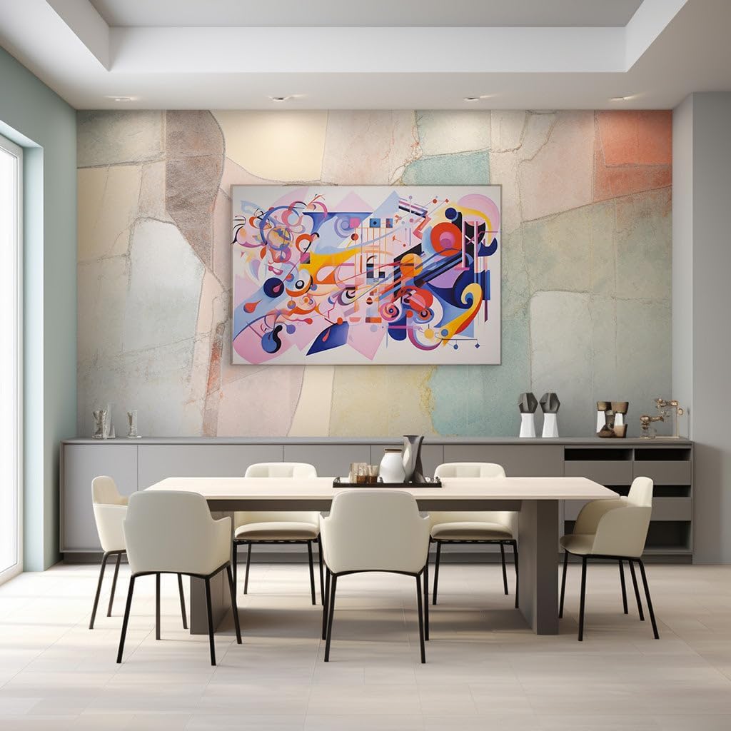 Canvas for Living Room. Harmonious Hues Dance in an Abstract Tapestry of Shape and Color, 27 x 18 inch Canvas Wall Art - Contemporary Masterpieces - Modern Home Decor