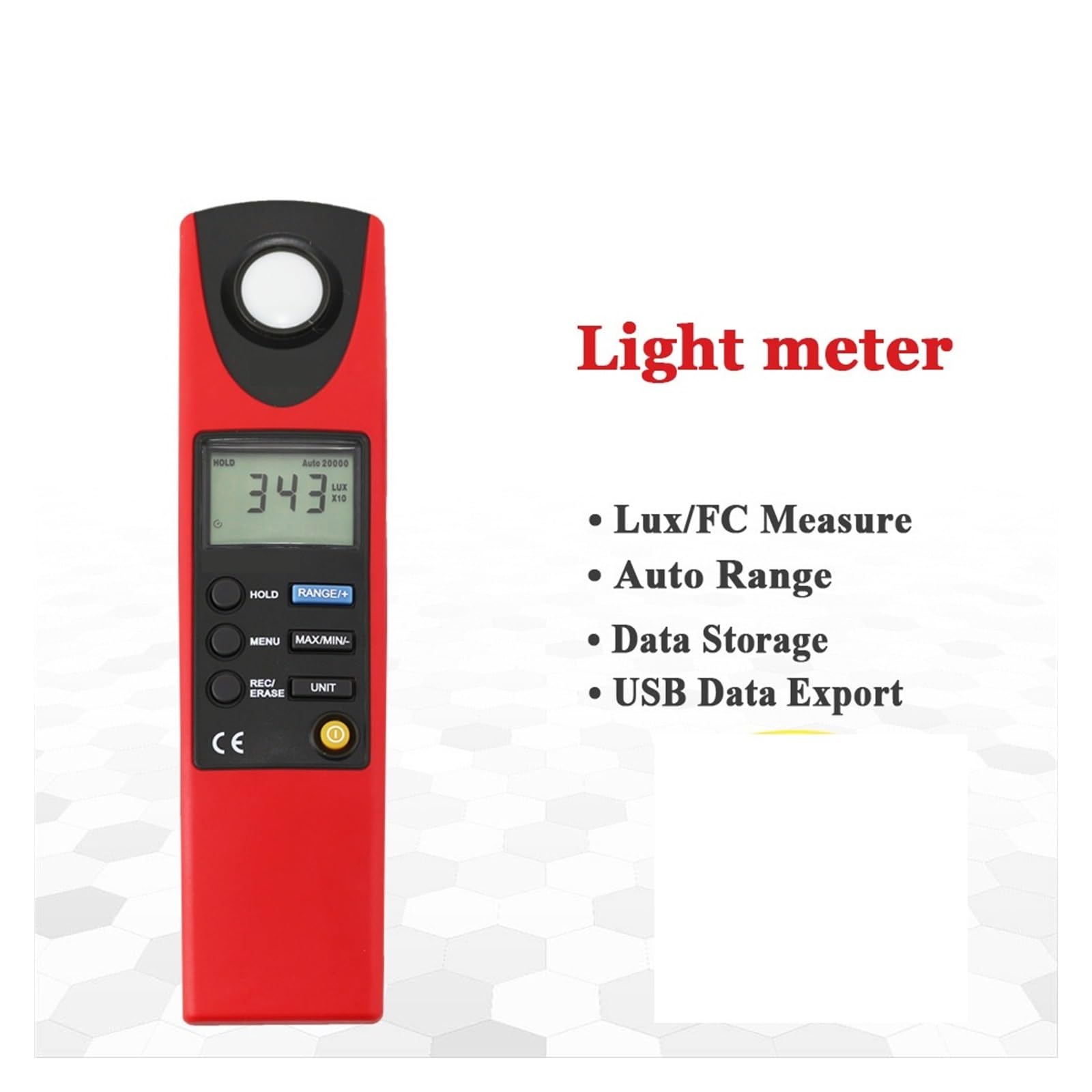 Luxómetro, fotómetro, Iluminómetros Medición FC Y Lux Rango Automático Registro De Datos Interfaz USB Instrumentos De Medición De Nivel