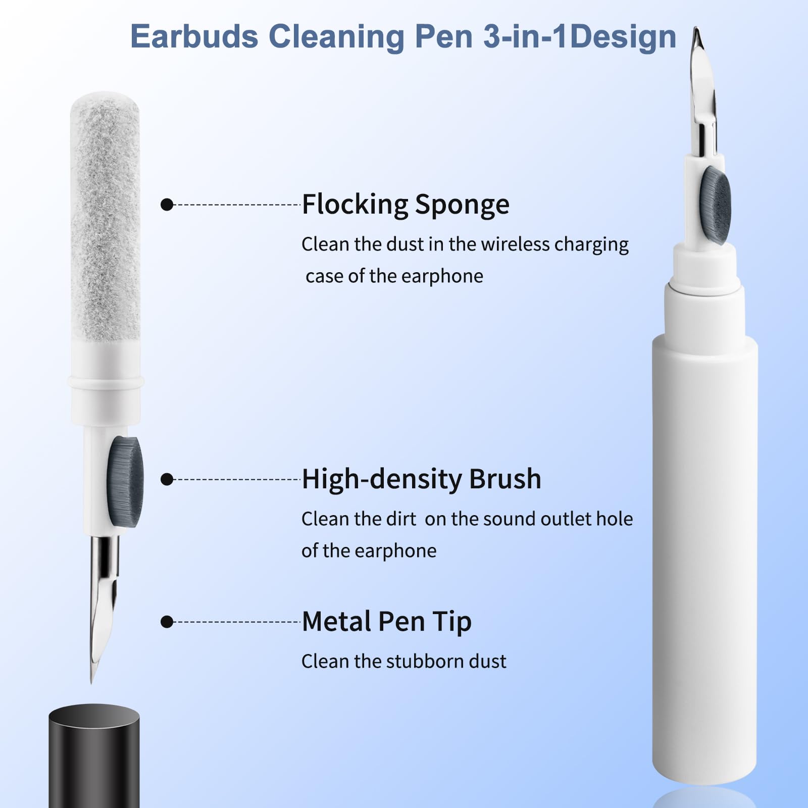 YLK Kit de Nettoyage pour AirPods 4/3/2/1 / AirPods Pro, Kit de Nettoyage 3-en-1, Pinceau Multifonction pour Nettoyer Les écouteurs Bluetooth