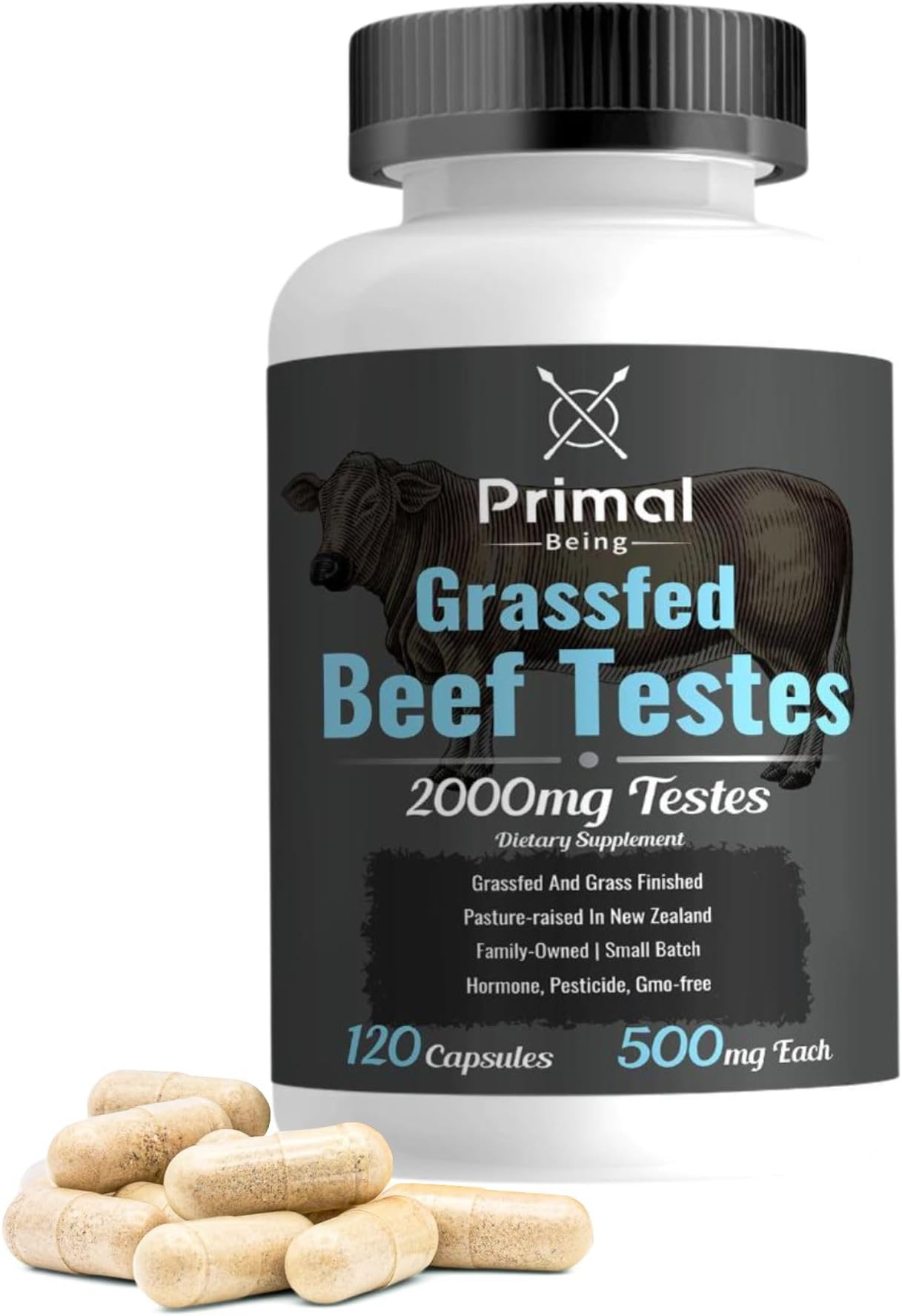 Grassfed Beef Testes Capsules – Nutrient-Dense Beef Organ Supplement for Men, New Zealand Sourced, 120 Capsules