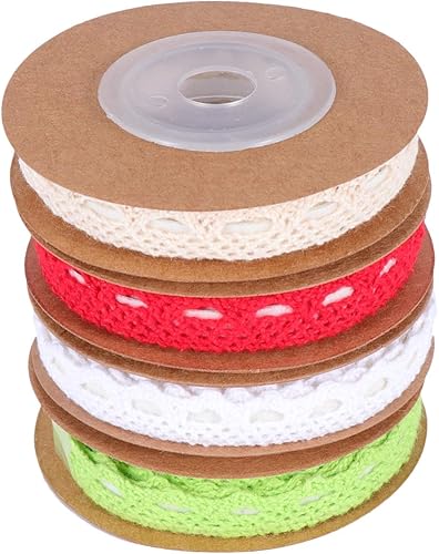 Cinta adhesiva de encaje, 4 rollos de cinta de encaje autoadhesiva decorativa, 2 cintas huecas de encaje Washi, cintas de algodón para manualidades,