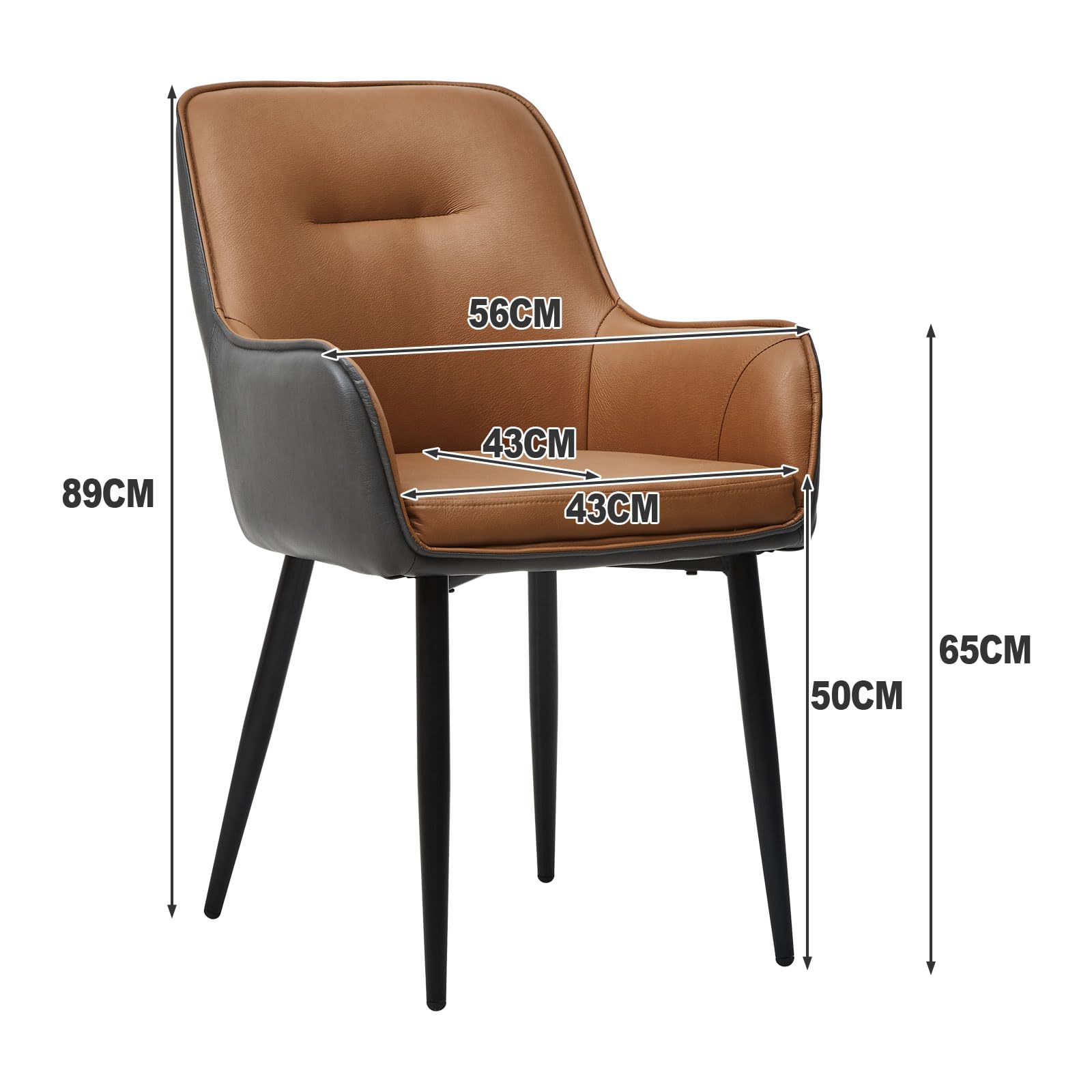 CLIPOP Juego de 6 sillas de comedor con reposabrazos de piel sintética acolchada, silla de cocina, silla de comedor, silla de comedor, silla de salón o salón, sillas de recepción para comedor y