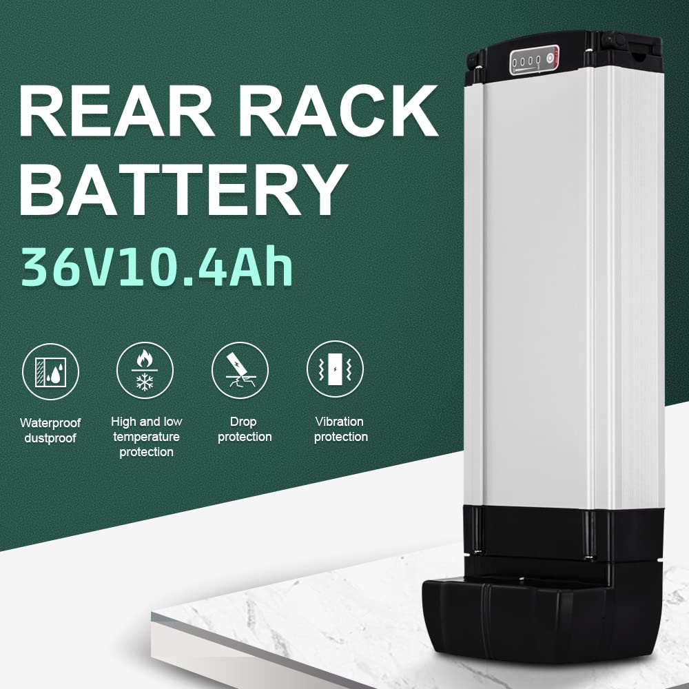 YOSE POWER E-Bike Batterie 36V 10.4Ah Pedelec Akku mit Halterung Ladegerät für E-GO!, Wondervelo, Hapex, City Line F1, F2, M1 und M2