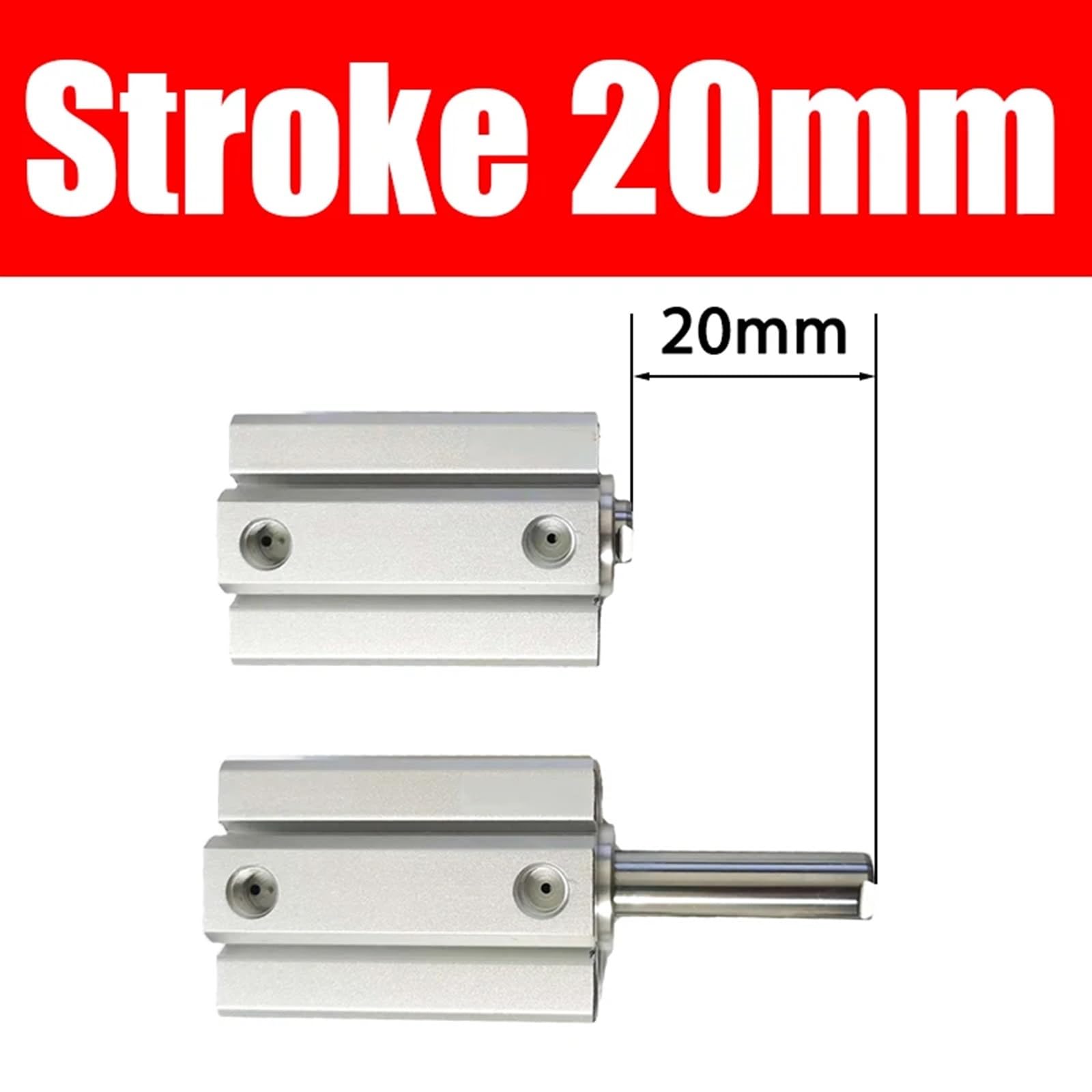 Kompakter dünner Pneumatikzylinder SDA12/16 x 5 x 10 x 15 x 20 x 25 x 30 x 35 x 40 x 45 x 50-S-B, kleine Doppelwirkungs-Aluminium-Luftzylinder (Hub 20 mm, Bohrung 12 mm)