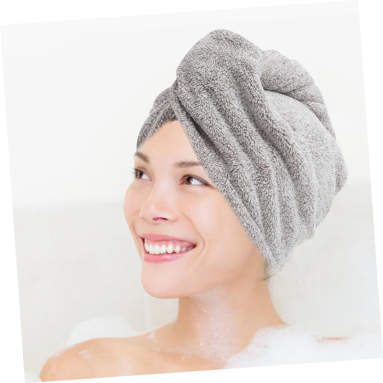 MAGICLULU 4 Sätze Trockene Haarkappe Handtuch Zum Trocknen Der Haare Trockenes Haarkappentuch Handtuchwickel Zum Trocknen Der Haare Duschhaube Groß Haarturban Grey Korallenvlies 2 Stück * 4