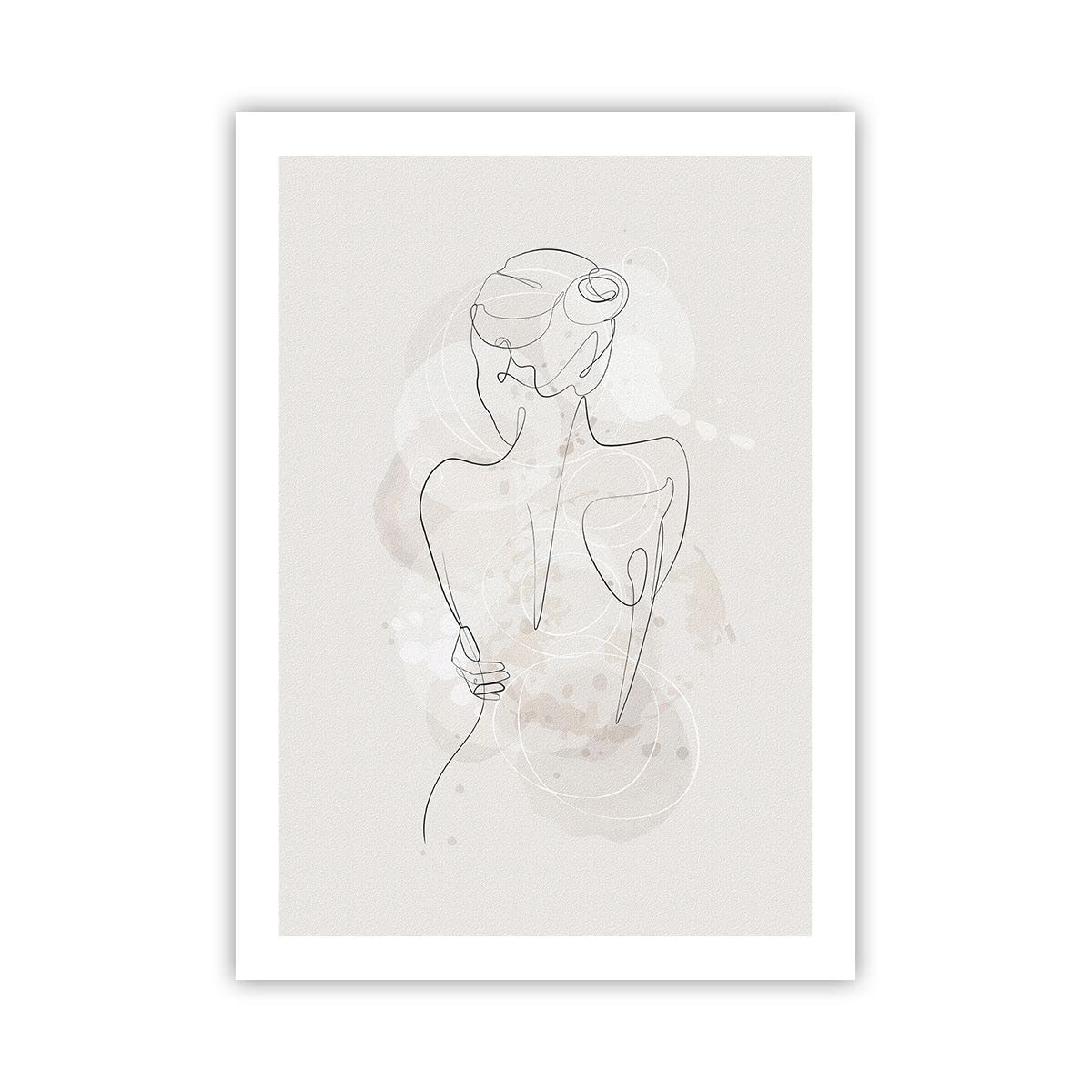 Poster Wandbild Kunstdruck 50x70cm Abstrakt Schwarz-Weiß - 5090 - P2B | Frau Zurück Vertikal mit schwarzem Rahmen Wohnzimmer Schlafzimmer Küche Büro Wanddeko Kunstposter ARTTOR