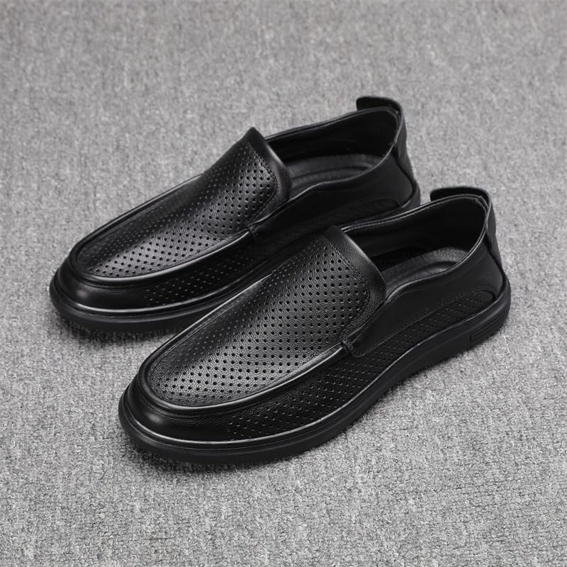 Mens Hollow Mesh Breathable Loafers Slip-on Glitter Moccasins Dress Shoes Leather Shoes2