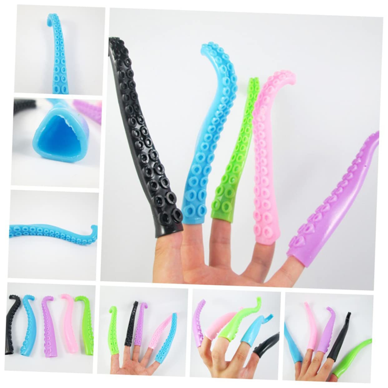 15 Pcs Octopus Tentacles Finger Puppets - Fun Kids Toy for Parties Christmas, Easter - Assorted Colors, As Shownx3pcs, 5pcsx3pcs - Image 3