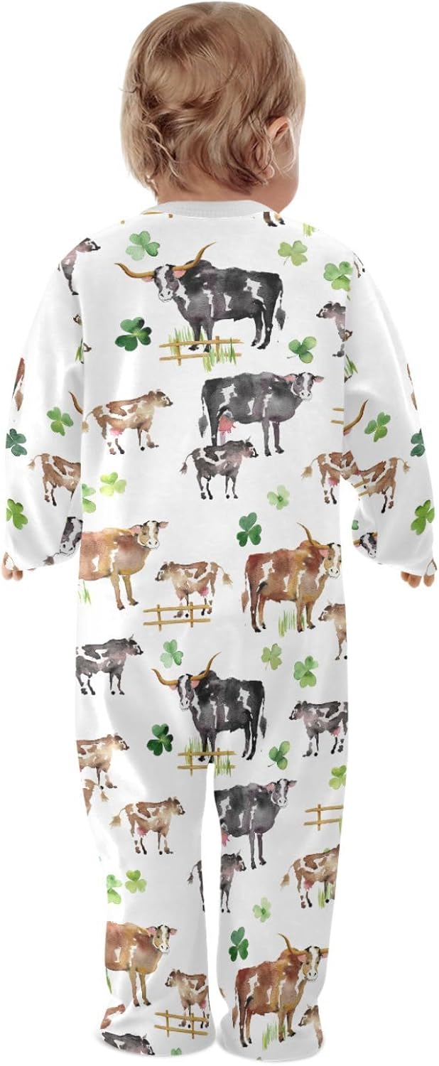 vvfelixl Funny Cows Milk Baby Sleepers For Girl Boys Newborn Baby Play One-Piece Footies For 0-24 Months - Image 5