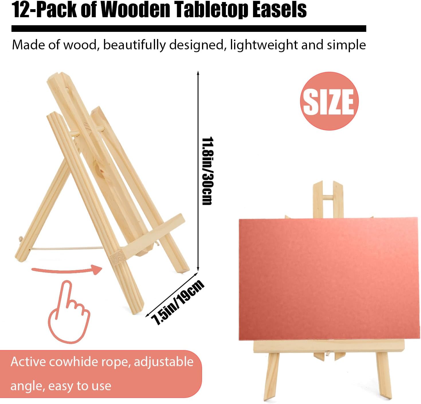 Table Top Easels, 12 Pack 11.6-Inch Wooden Painting Easels Canvas Holder Stands Wooden Canvas Stands for Art & Classroom Home Use