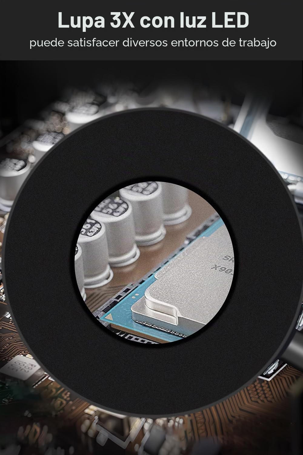 Lytool Soporte para Soldar con 3X Lupa, Tercera Mano Soldadura con Luz LED con 4 Piezas Pinzas de Cocodrilo Soldadura Herramienta para Soldar y Hacer Joyas