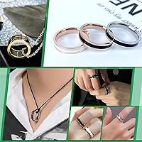 Vista 7 de UNICRAFTALE Anillo de dedo ranurado de acero inoxidable de tamaño 10 con bolsas de terciopelo para incrustaciones de anillo de joyería, anillo