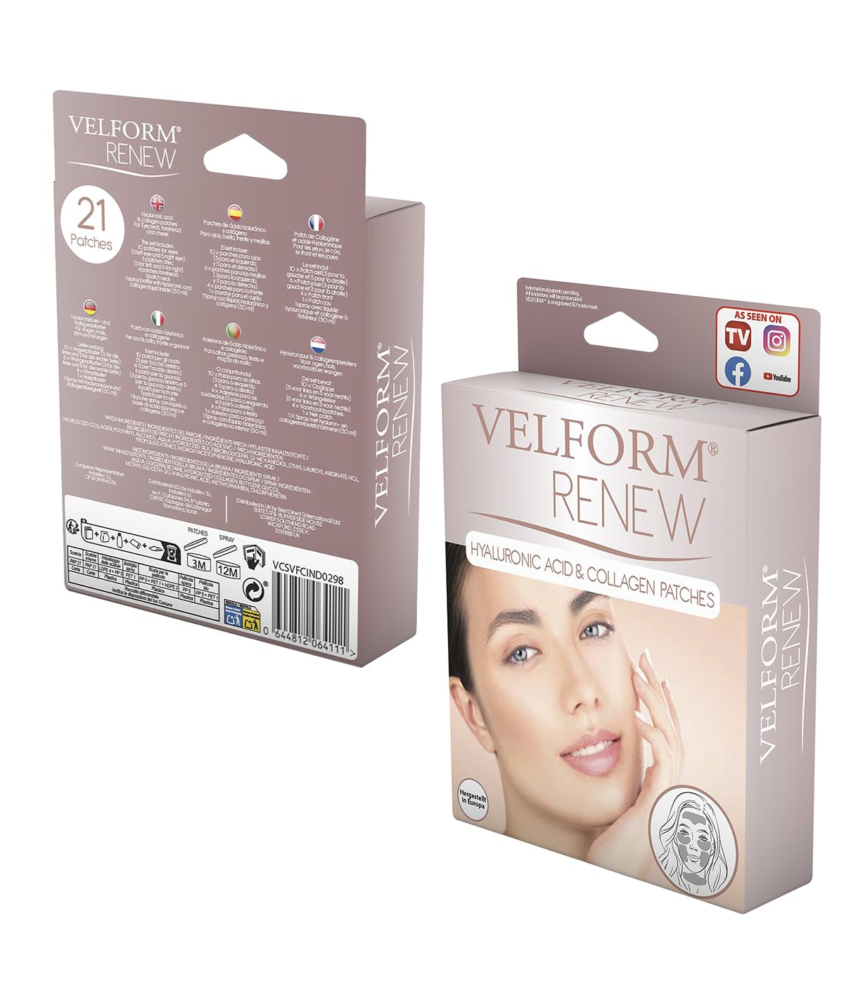 Genius Velform Renew Kollagen Booster Gesichtsmaske Set 22 tlg, Collagen Gesicht Anti Aging Maske für die Schönheit, Kollagen Patches mit Spray