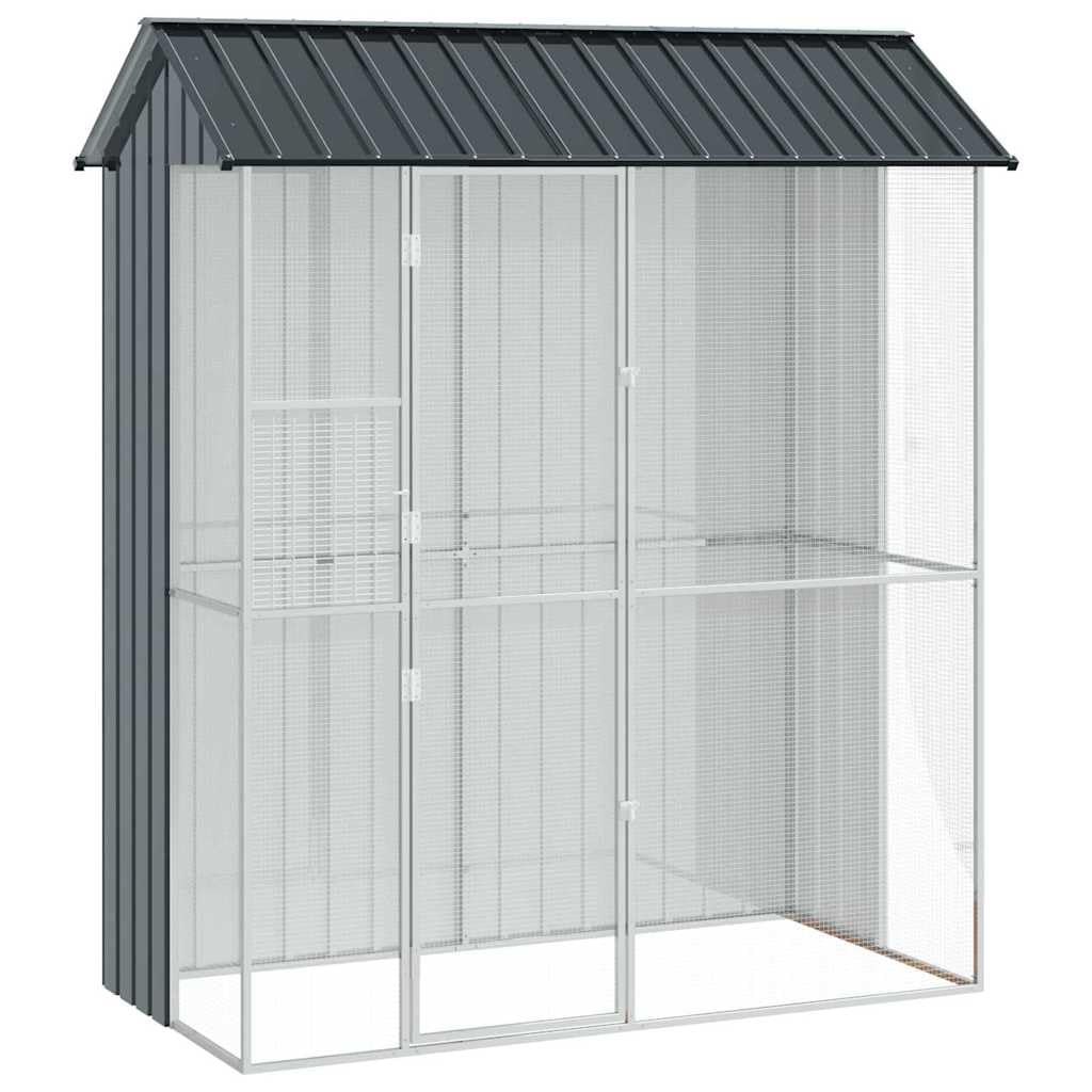INLIFE Vogelkäfig Anthrazit 215 x 110 x 247 cm Verzinkter Stahl,Tier- & Haustierbedarf,Haustierbedarf,Vogelbedarf,Vogelkäfige & -ständer,Anthrazit,53.7 KG,3325172