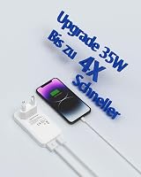 ZINOOY 35W Dupla Portos Gyorstöltő, PD/QC 3.0 USB-C és USB-A, iPhone 16/15 Samsung iPad Huawei Kompatibilis, Ultra Lapos Töltő Utazáshoz, Ot 5