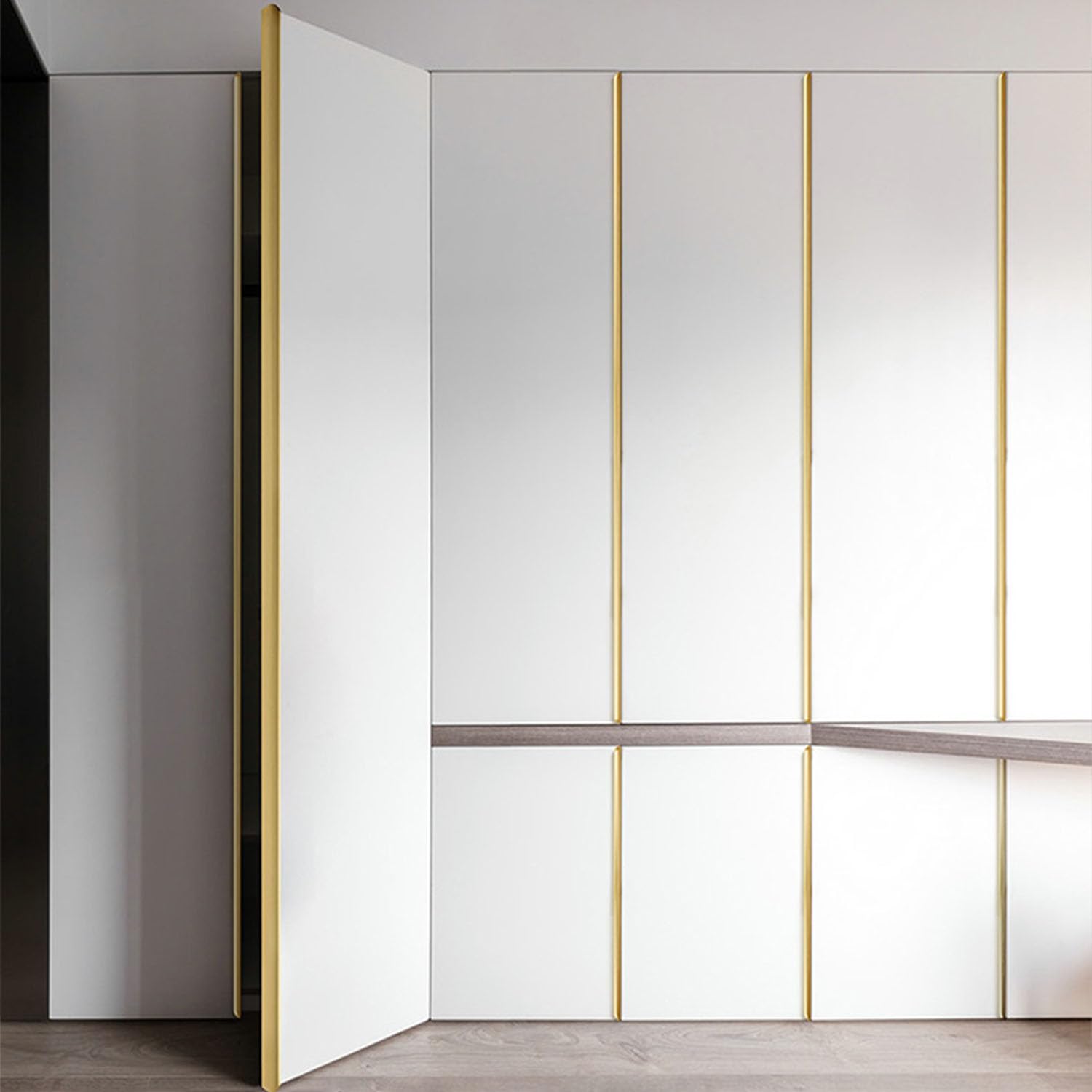10 Piezas Tiradores de puerta ocultos,de aleación de aluminio, para armarios, puertas, cajones, color dorado, longitud total 300 mm